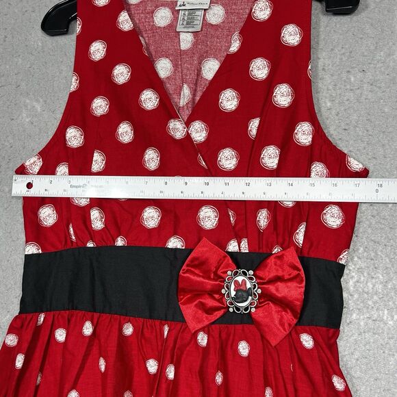 DISNEY PARKS Minnie Mouse Dress XL Red White Sleeveless V-Neck P olka Dot - Picture 8 of 13